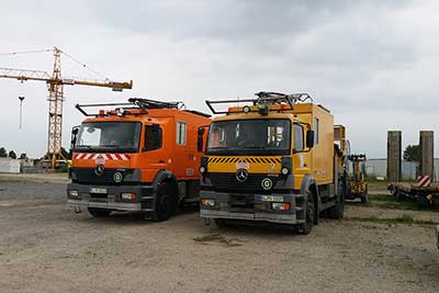 Zweiwege-LKW OMF 3 mit Trommelwagen